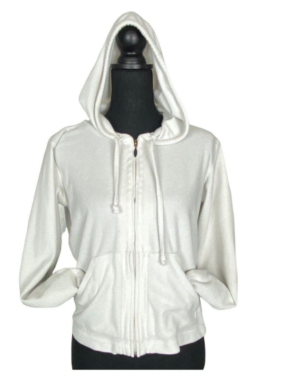 COLUMBIA Women Vertex Hoodie Fleece Jacket Full Zip Sz S White Outdoors 42-1